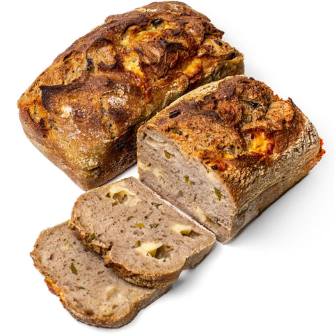 Loaf of cheddar jalapeno sourdough bread